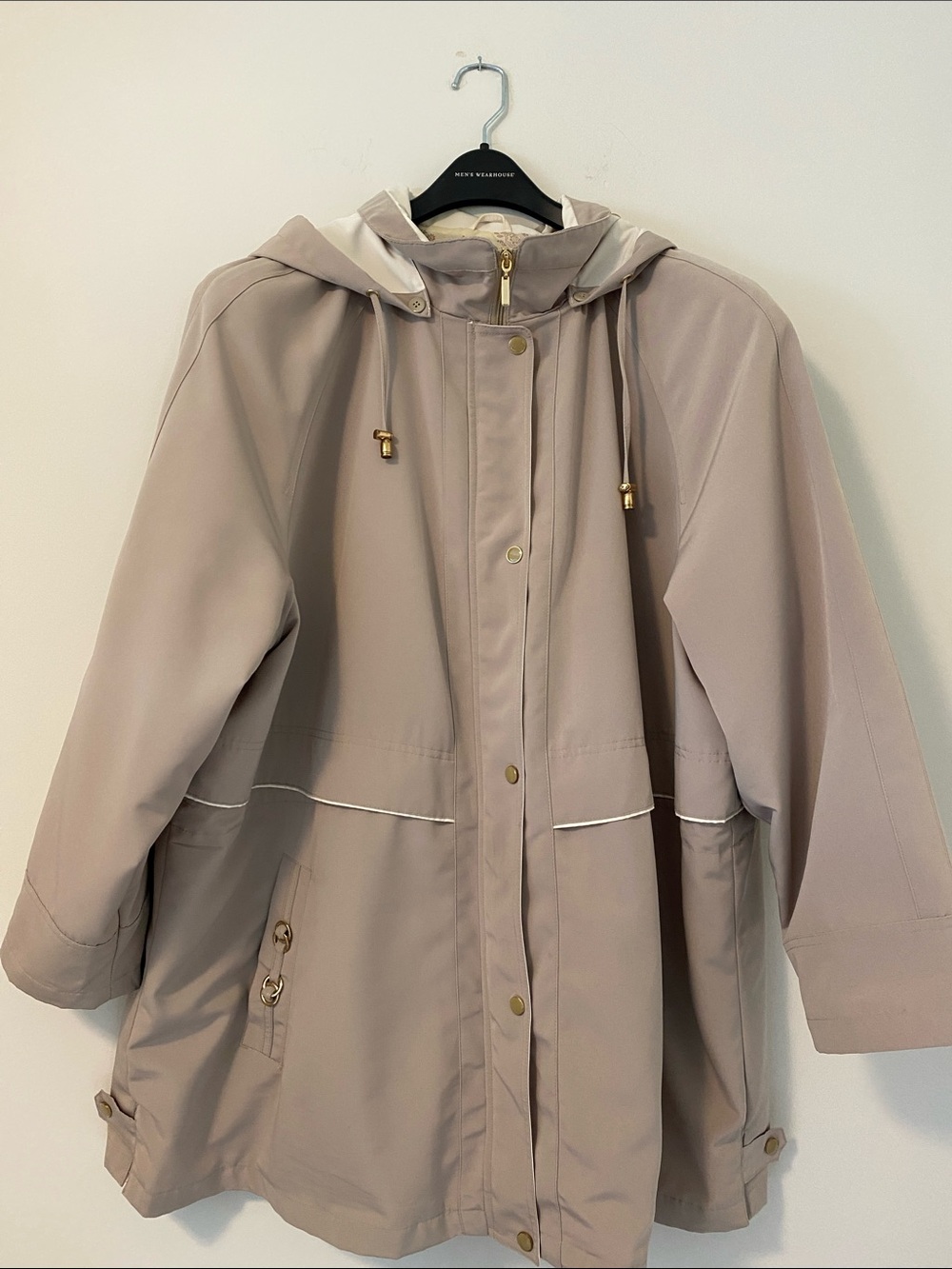 PA Originals Vintage Plus Size 3X Hooded Utility Rain Jacket Neutral Tan